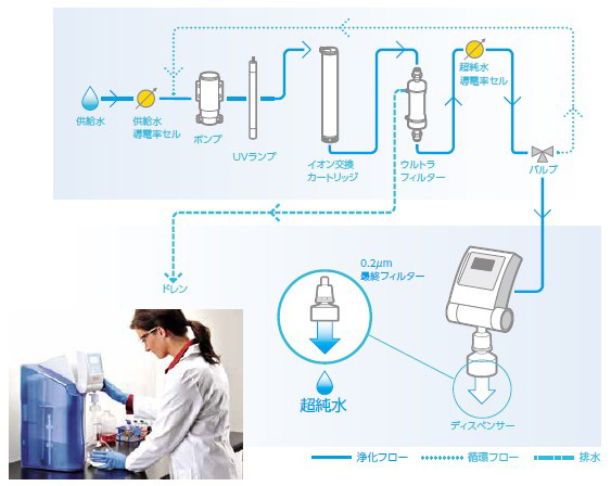 Barnstead MicroPure / MicroPure-STシステムフロー